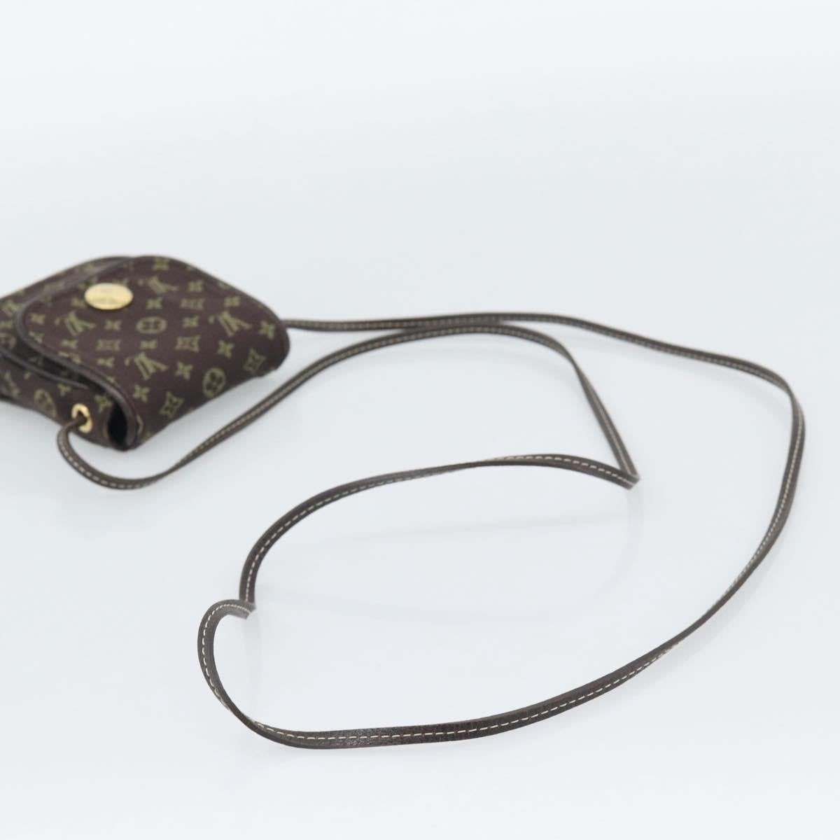 LOUIS VUITTON Monogram Mini Lin Pochette Cancoon Ebene M95313 LV Auth BA14618A