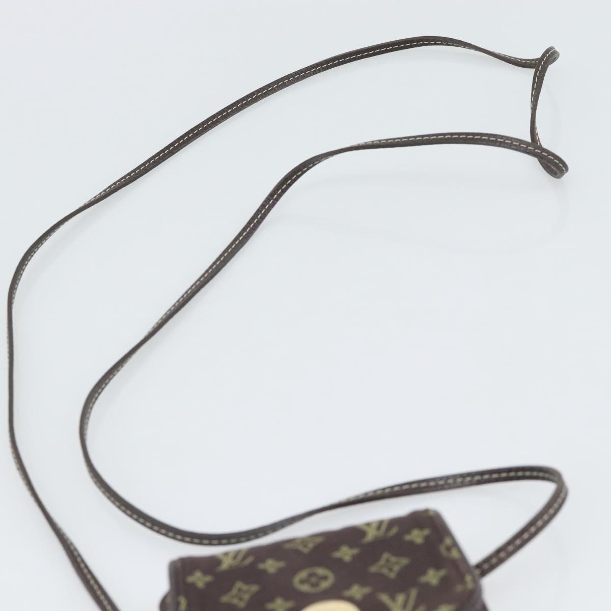 LOUIS VUITTON Monogram Mini Lin Pochette Cancoon Ebene M95313 LV Auth BA14618A