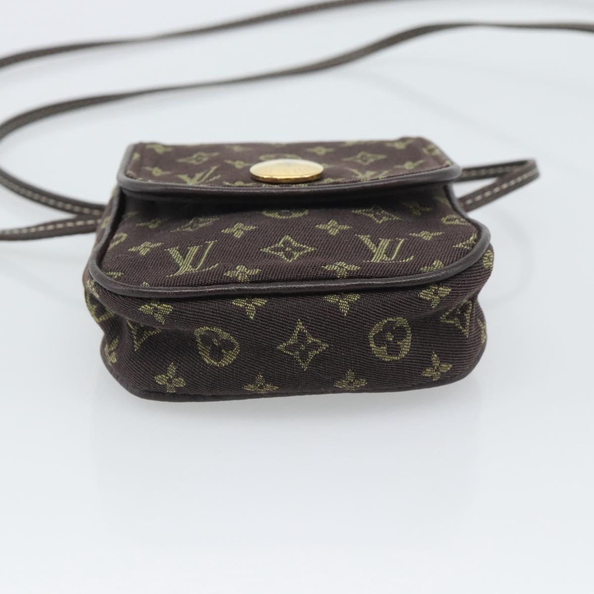 LOUIS VUITTON Monogram Mini Lin Pochette Cancoon Ebene M95313 LV Auth BA14618A