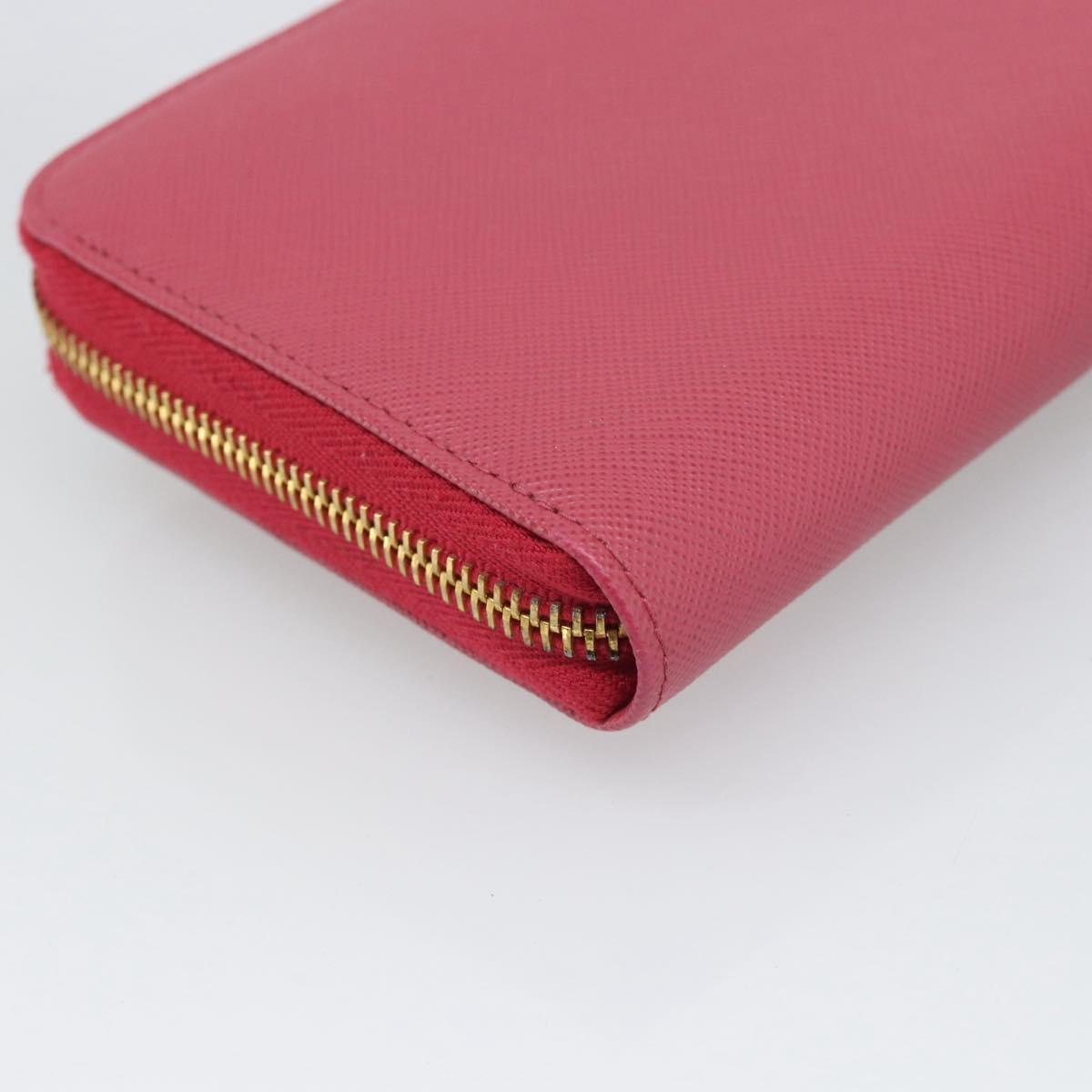PRADA Saffiano Long Wallet Pink Gold Tone Auth BA14620V