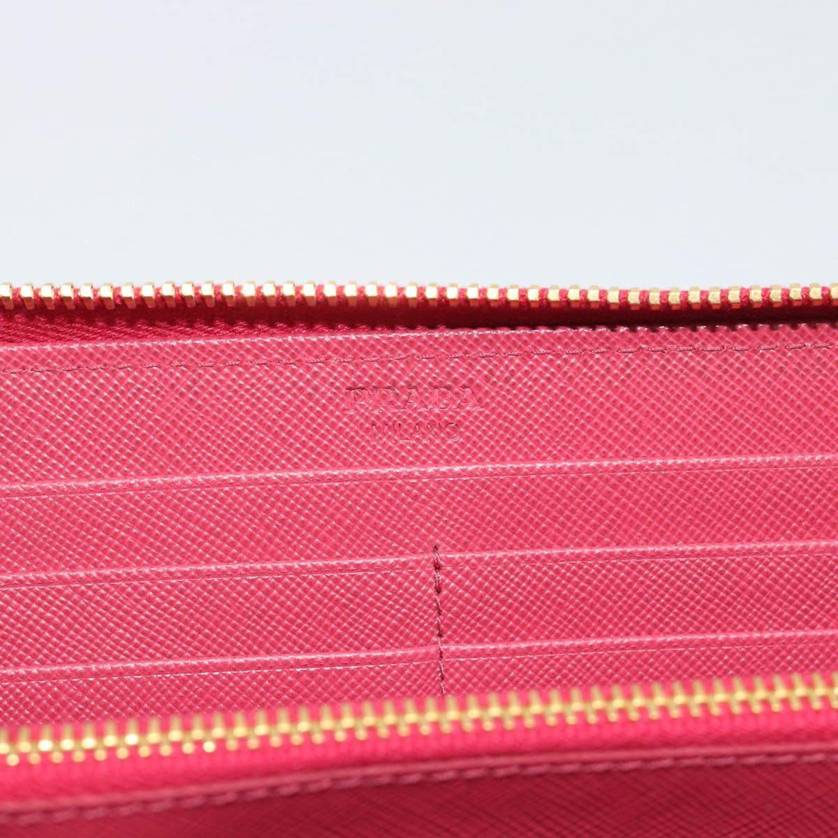 PRADA Saffiano Long Wallet Pink Gold Tone Auth BA14620V