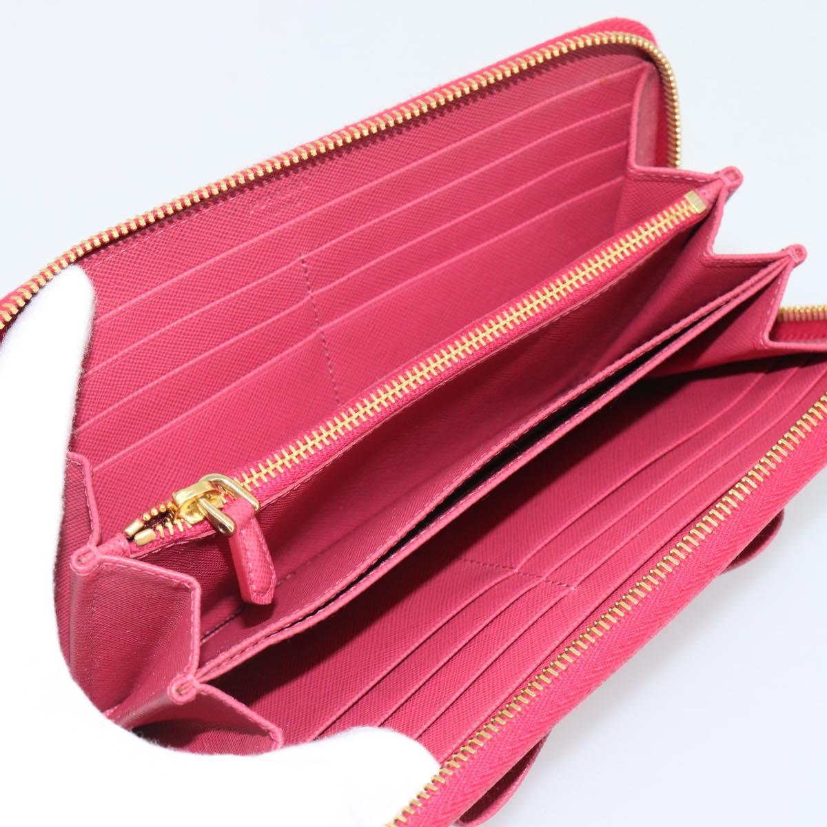 PRADA Saffiano Long Wallet Pink Gold Tone Auth BA14620V