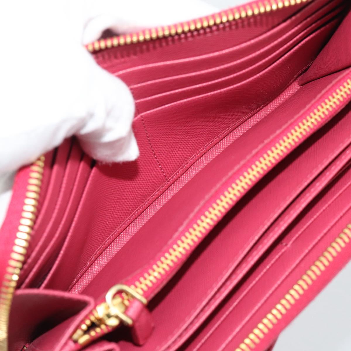 PRADA Saffiano Long Wallet Pink Gold Tone Auth BA14620V