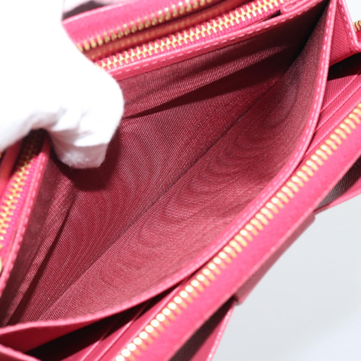 PRADA Saffiano Long Wallet Pink Gold Tone Auth BA14620V