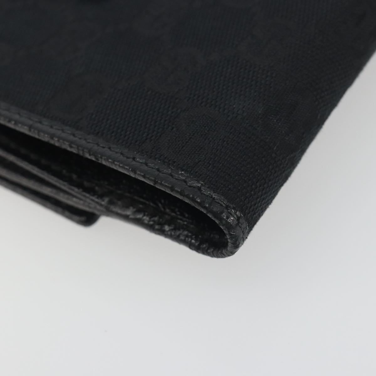 GUCCI GG Canvas Bifold Wallet Black Silver 112664 Auth BA14621A