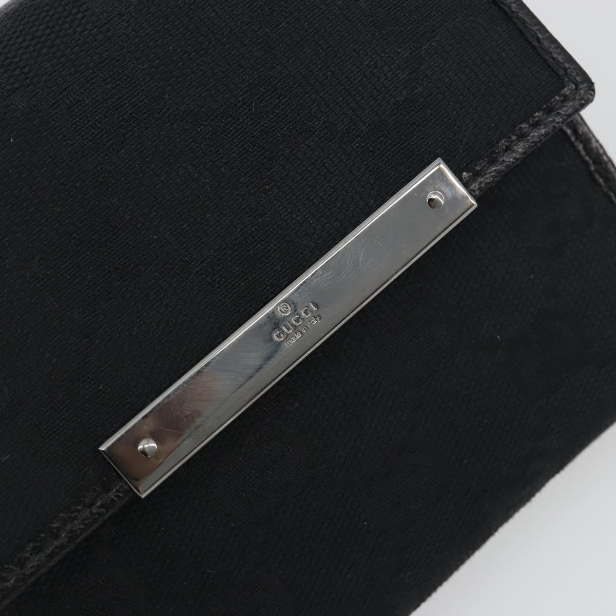 GUCCI GG Canvas Bifold Wallet Black Silver 112664 Auth BA14621A