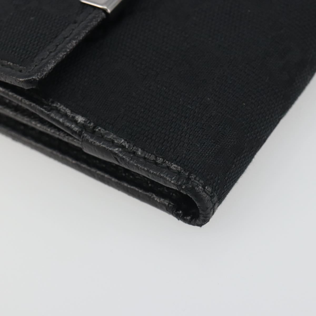 GUCCI GG Canvas Bifold Wallet Black Silver 112664 Auth BA14621A