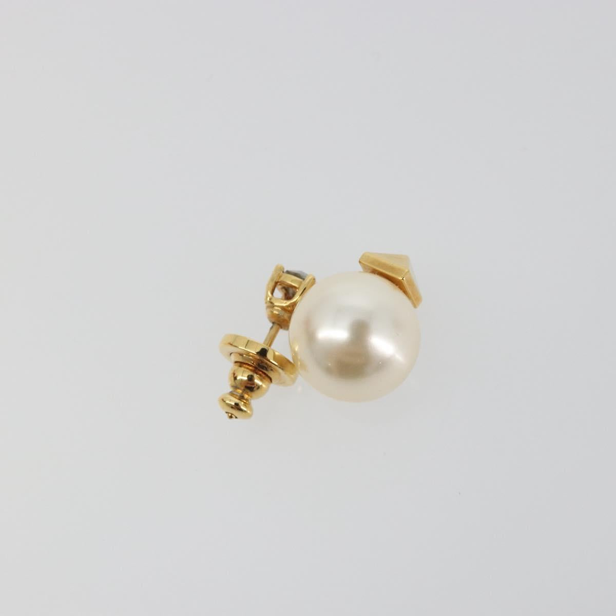 VALENTINO Earring Metal Gold Tone White Auth BA14622V