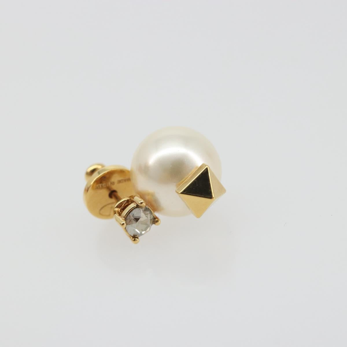 VALENTINO Earring Metal Gold Tone White Auth BA14622V