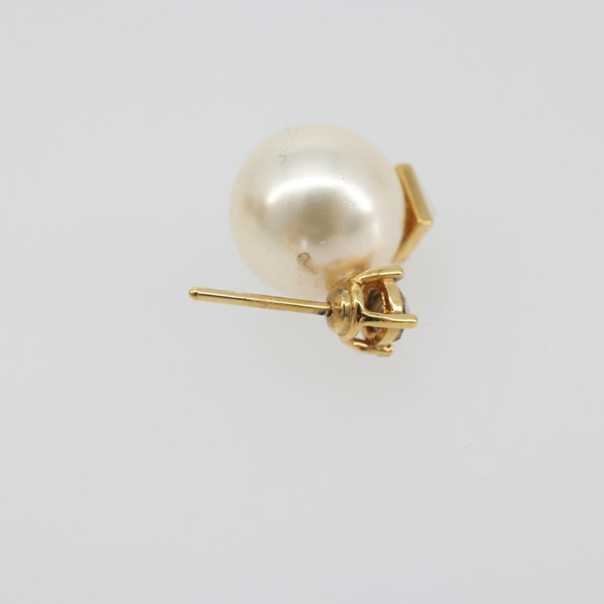 VALENTINO Earring Metal Gold Tone White Auth BA14622V
