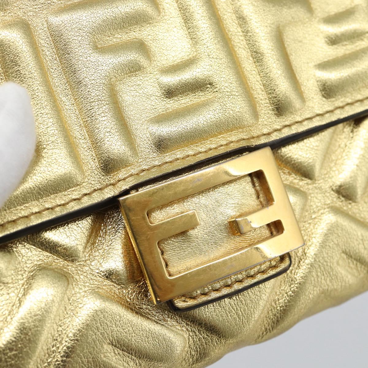 FENDI Zucca Mamma Bifold Wallet Leather Gold Tone 8M0419 Auth BA14623A