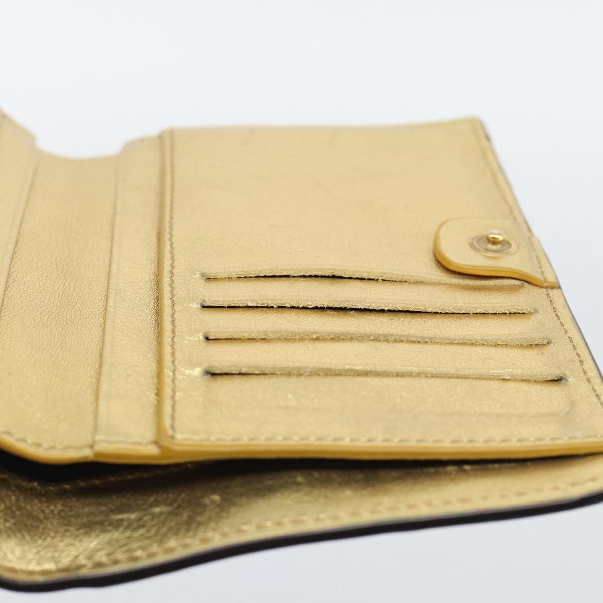 FENDI Zucca Mamma Bifold Wallet Leather Gold Tone 8M0419 Auth BA14623A