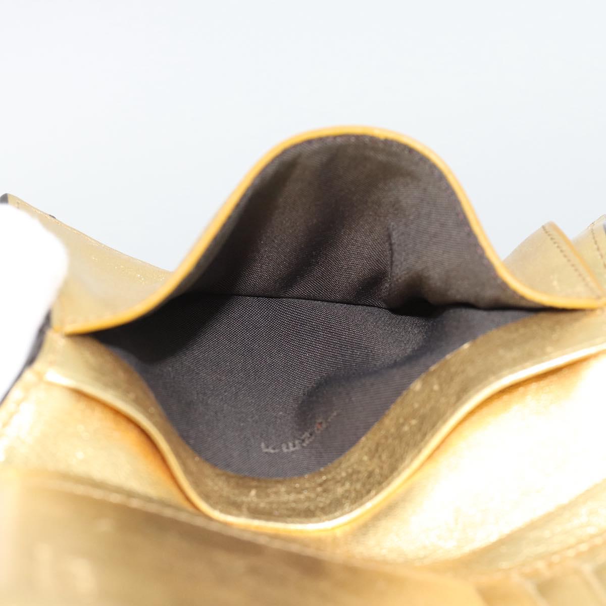 FENDI Zucca Mamma Bifold Wallet Leather Gold Tone 8M0419 Auth BA14623A