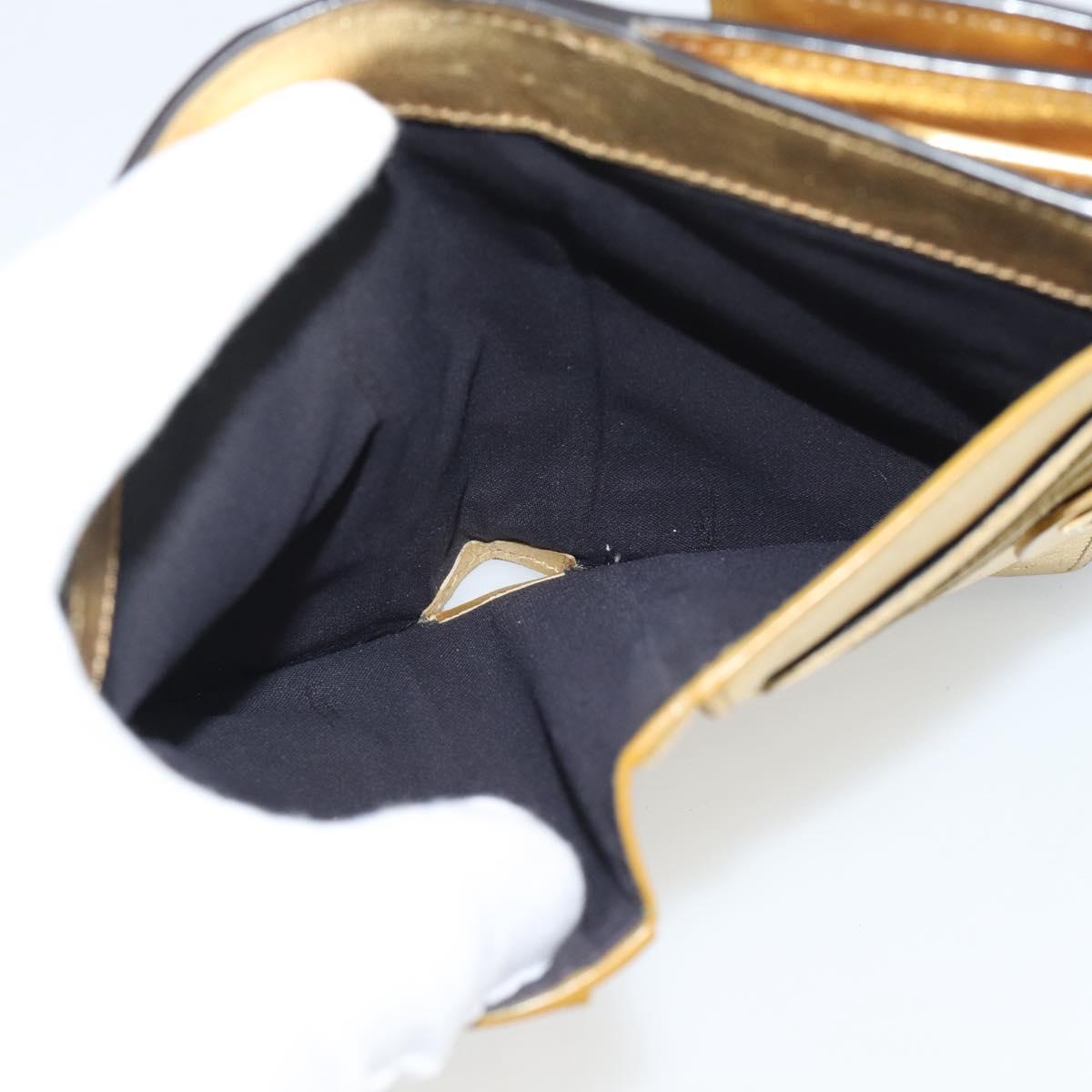 FENDI Zucca Mamma Bifold Wallet Leather Gold Tone 8M0419 Auth BA14623A