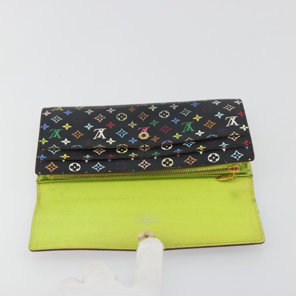 LOUIS VUITTON Monogram Multicolor Portefeiulle Sarah Black M60668 Auth BA14628