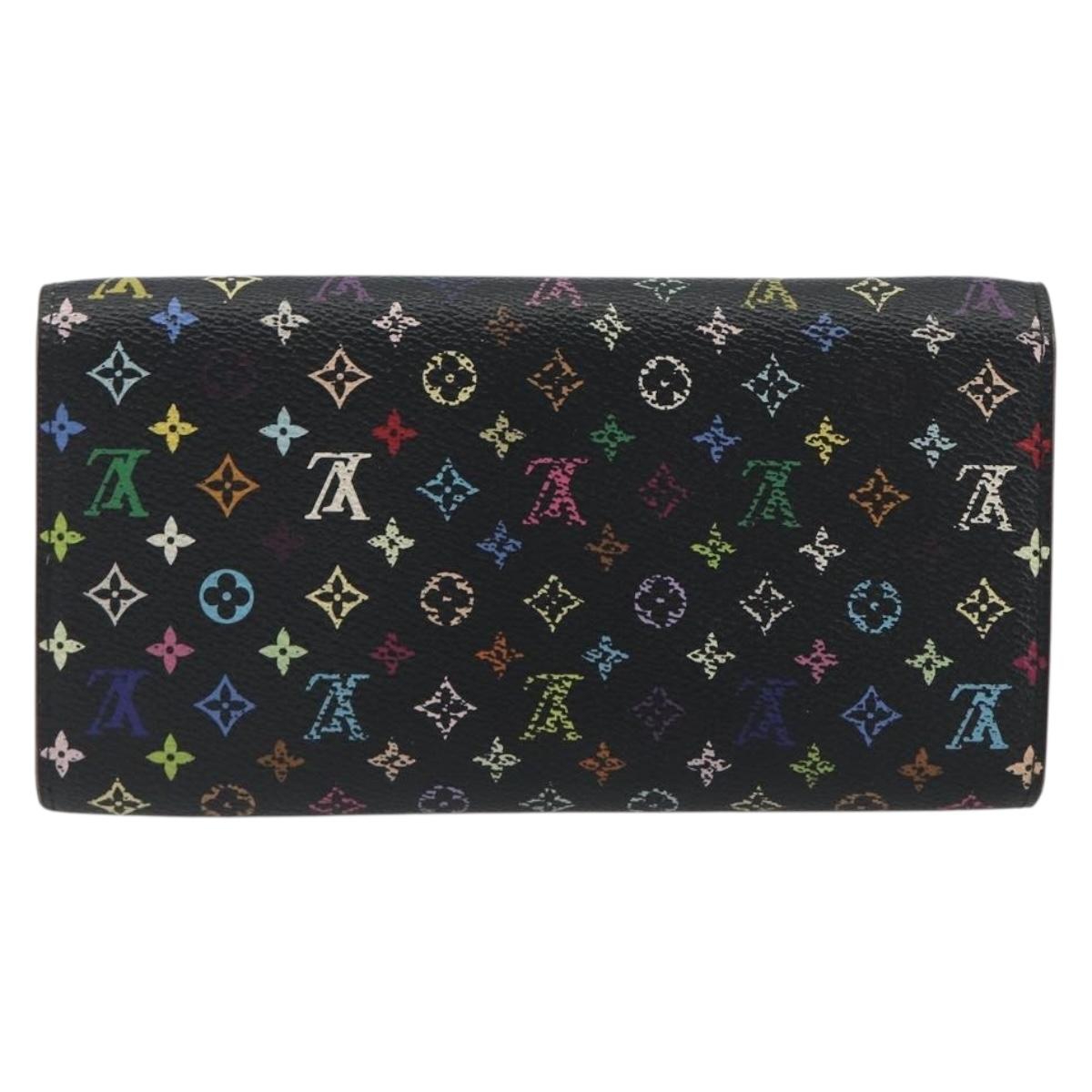 LOUIS VUITTON Monogram Multicolor Portefeiulle Sarah Black M60668 Auth BA14628
