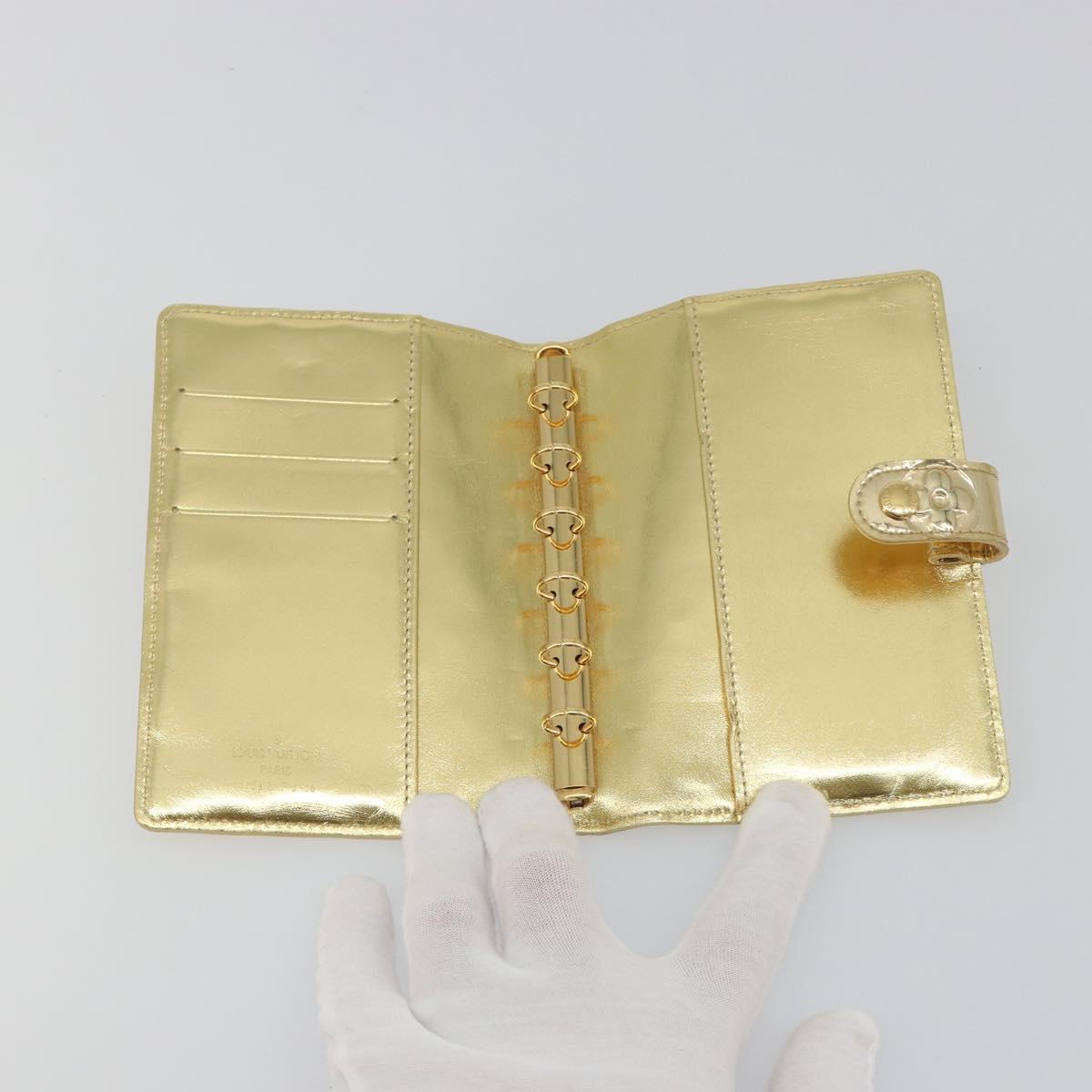 LOUIS VUITTON Monogram Miroir Agenda PM Planner Cover Gold R20962 Auth BA14630A