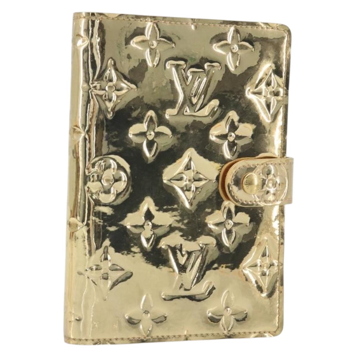 LOUIS VUITTON Monogram Miroir Agenda PM Planner Cover Gold R20962 Auth BA14630A