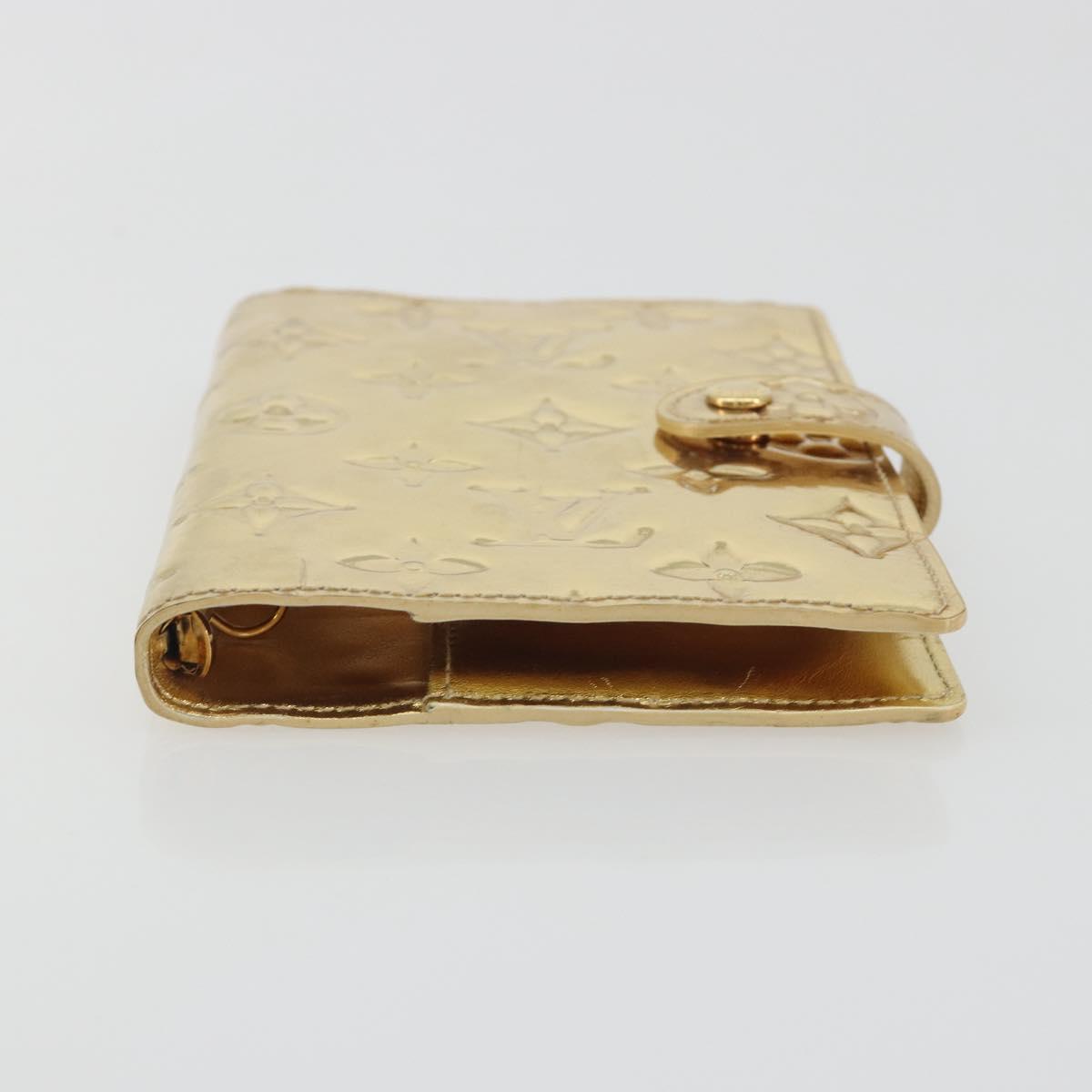 LOUIS VUITTON Monogram Miroir Agenda PM Planner Cover Gold R20962 Auth BA14630A
