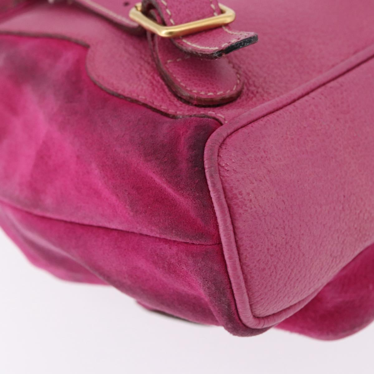 GUCCI Bamboo Backpack Suede Pink Gold Tone 003 1705 0080 Auth BA14635