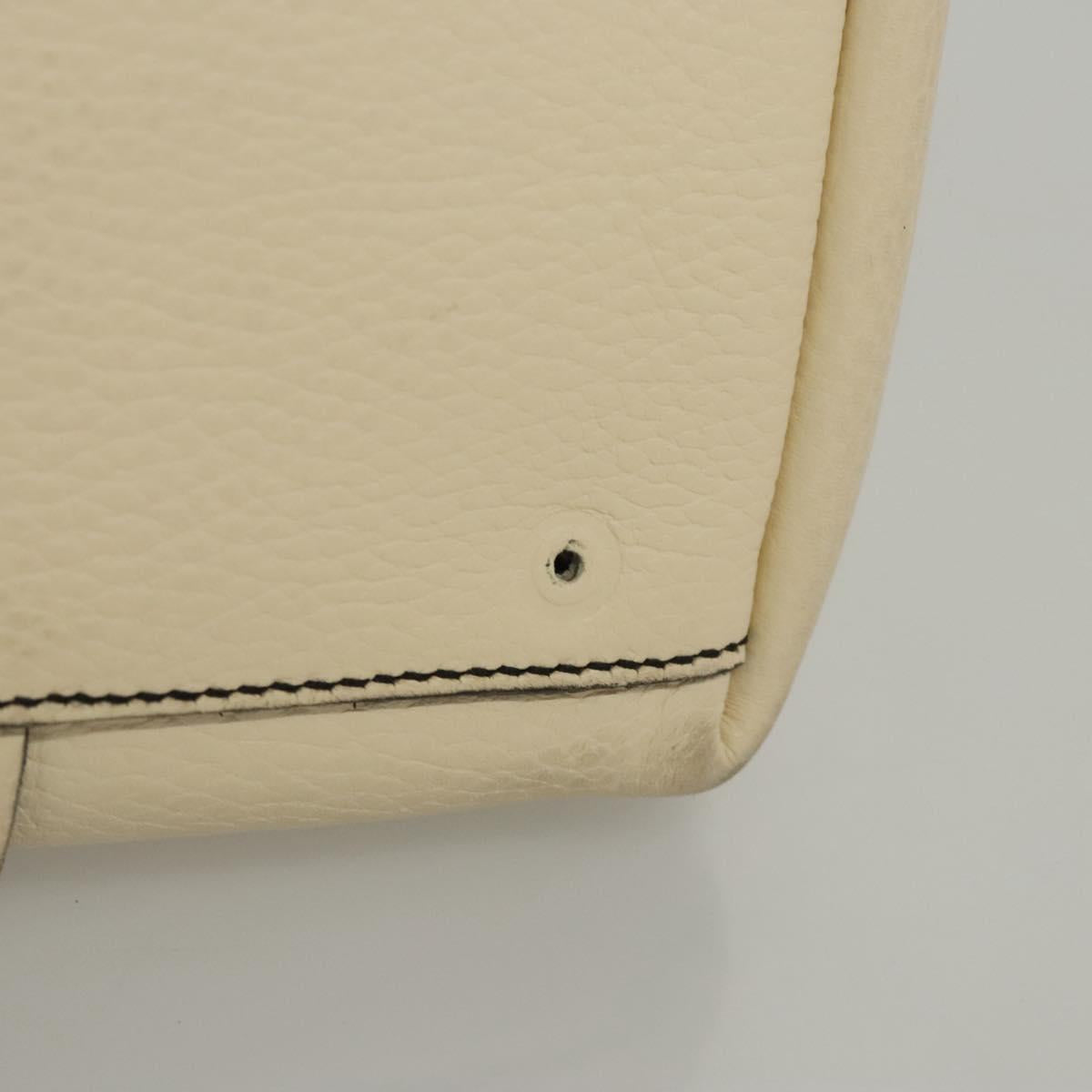 Salvatore Ferragamo Tote Bag Leather White Silver Auth BA1465