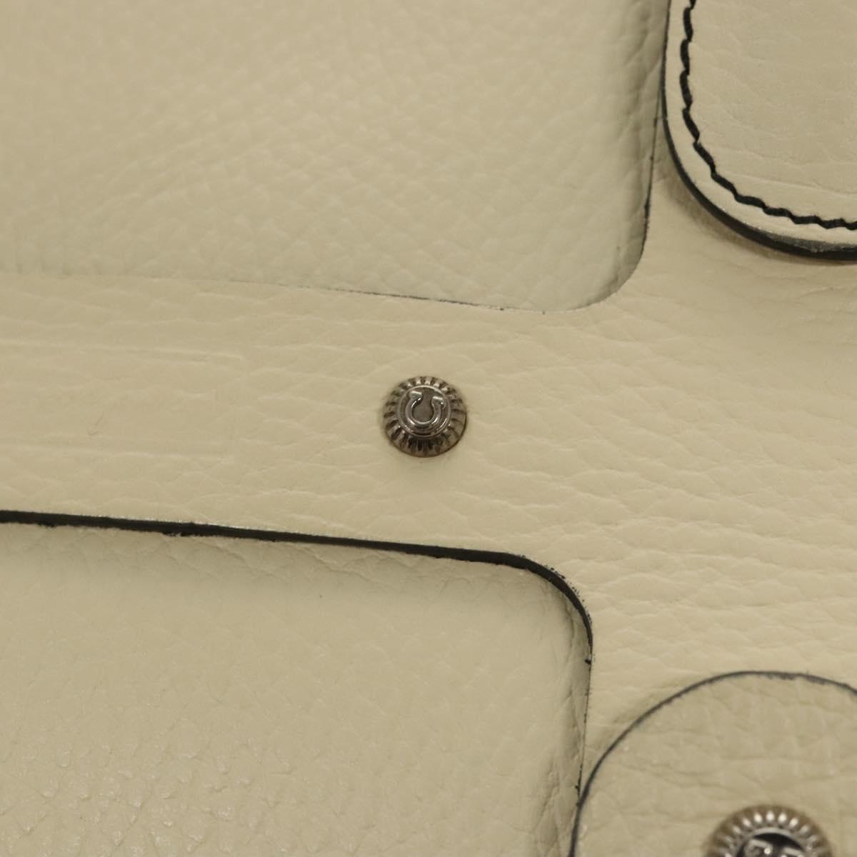 Salvatore Ferragamo Tote Bag Leather White Silver Auth BA1465