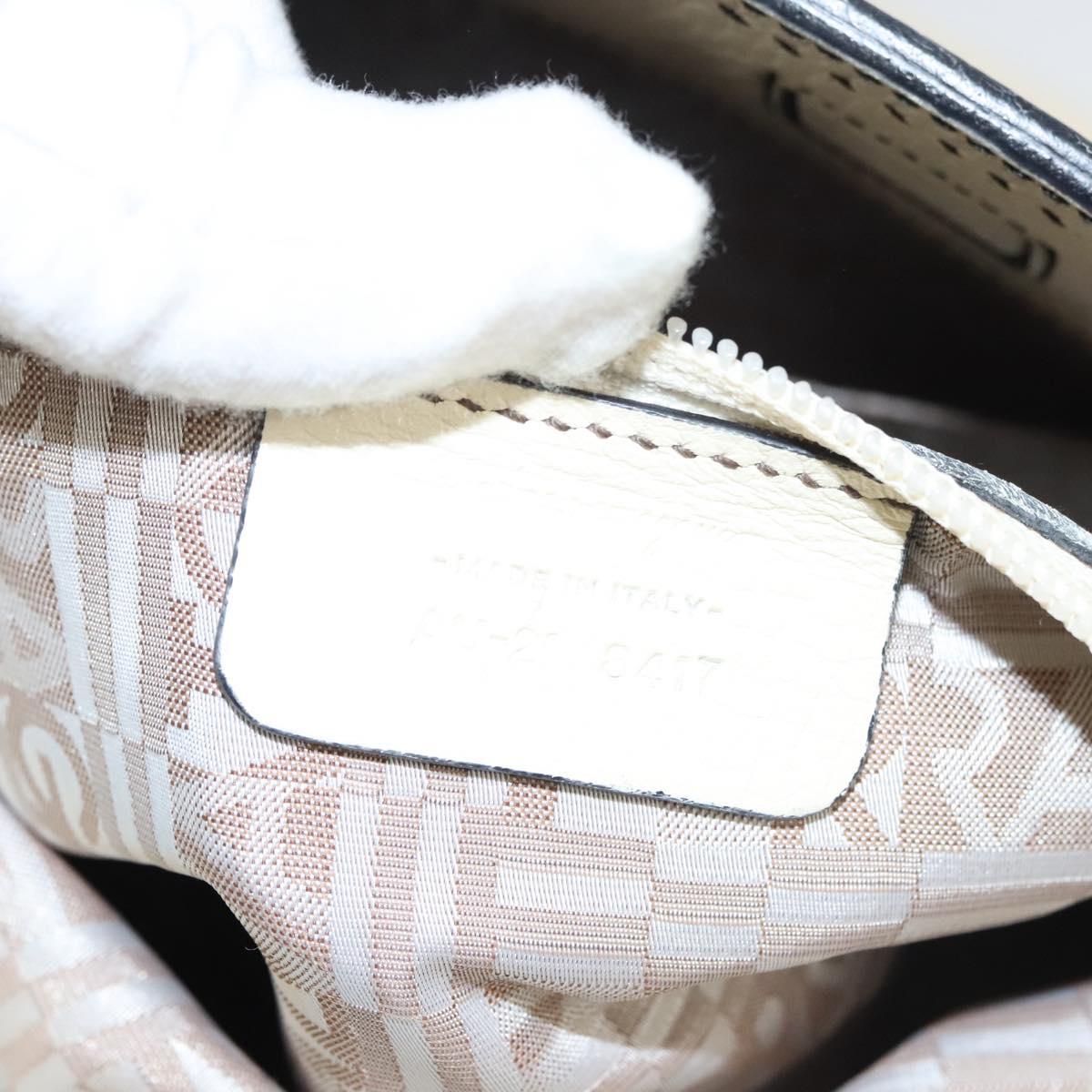 Salvatore Ferragamo Tote Bag Leather White Silver Auth BA1465