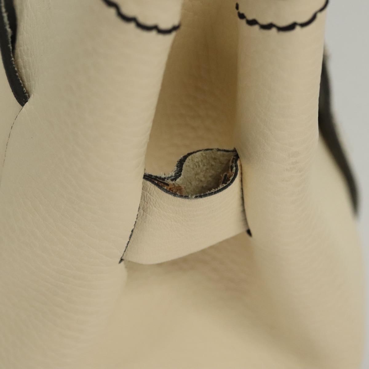 Salvatore Ferragamo Tote Bag Leather White Silver Auth BA1465