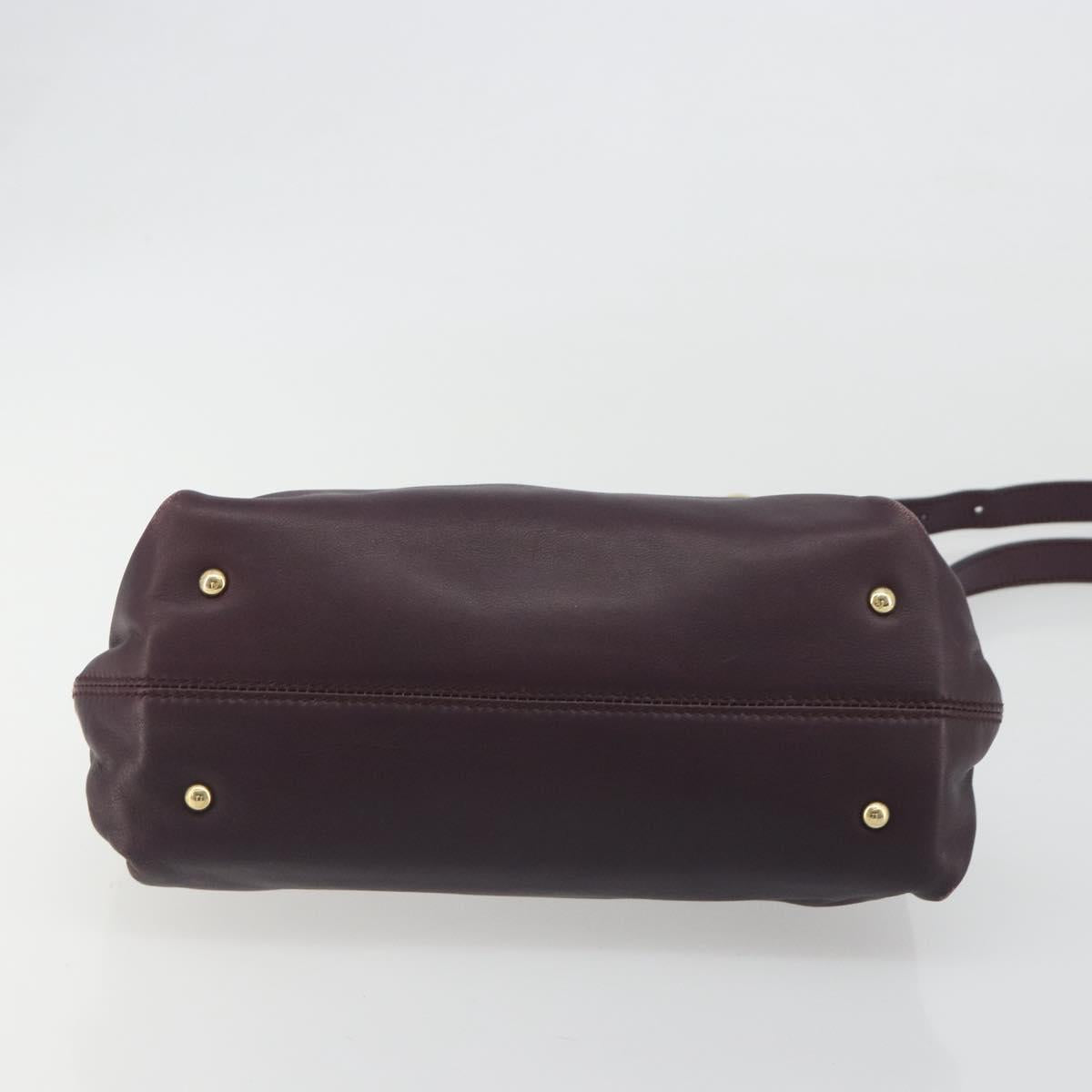 Salvatore Ferragamo Gancini Hand Bag Leather 2way Purple Gold Tone Auth BA14650A