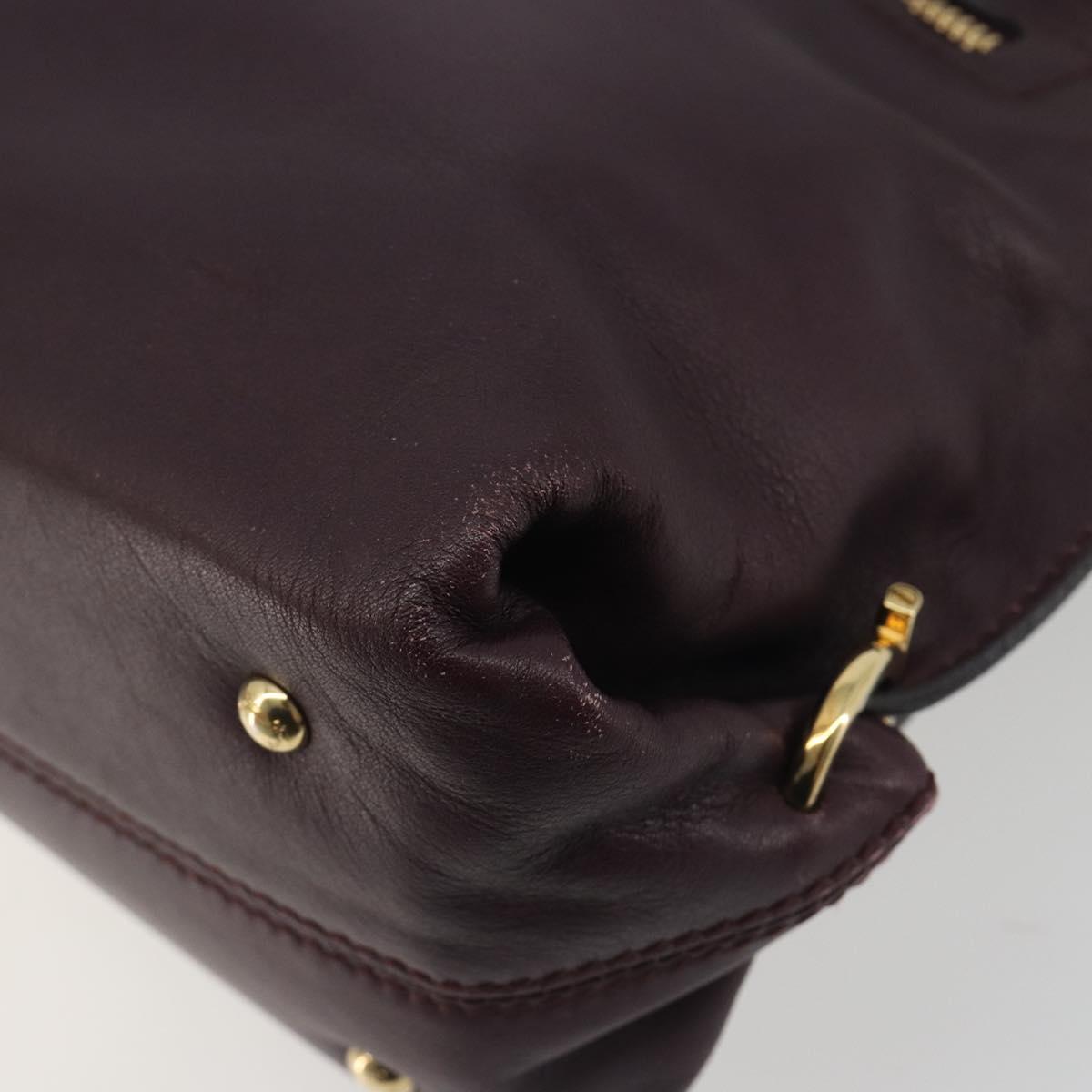 Salvatore Ferragamo Gancini Hand Bag Leather 2way Purple Gold Tone Auth BA14650A