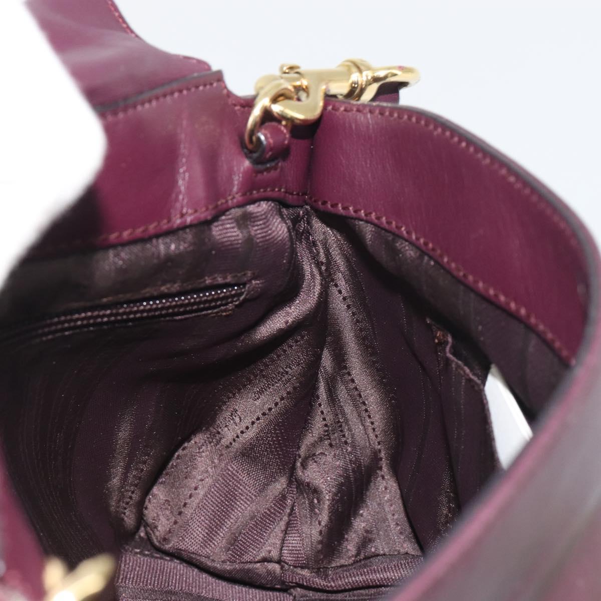 Salvatore Ferragamo Gancini Hand Bag Leather 2way Purple Gold Tone Auth BA14650A