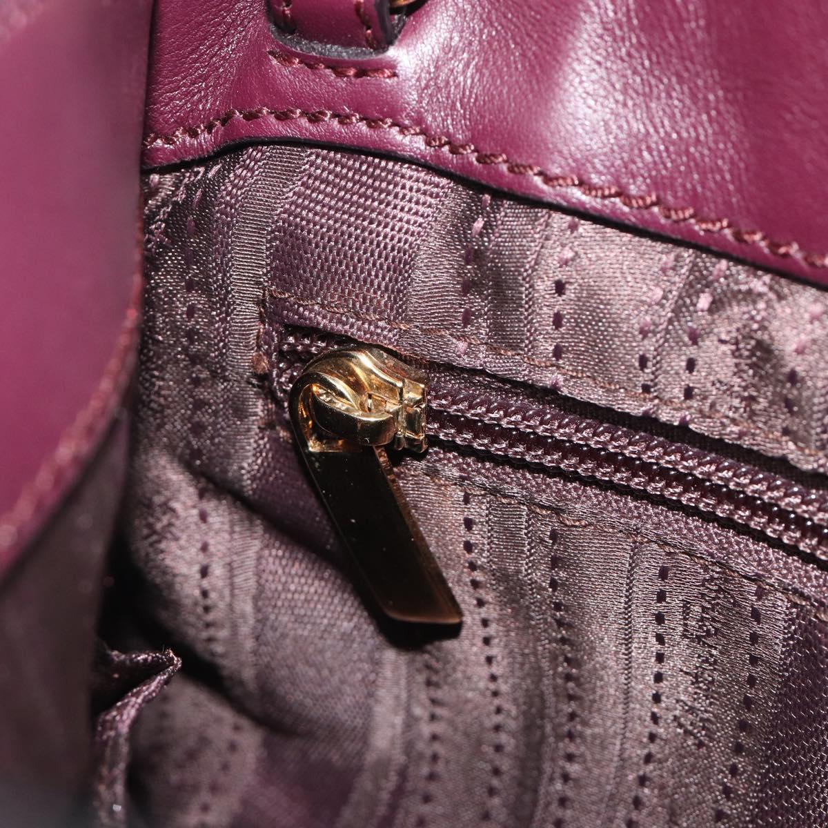 Salvatore Ferragamo Gancini Hand Bag Leather 2way Purple Gold Tone Auth BA14650A
