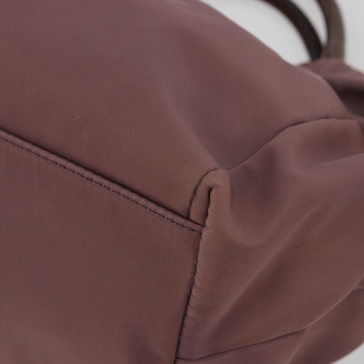 Salvatore Ferragamo Vala Hand Bag Nylon 2way Brown Gold Tone Auth BA14653