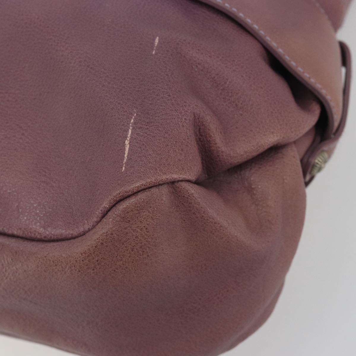 Salvatore Ferragamo Gancini Shoulder Bag Leather Purple Silver Auth BA14654