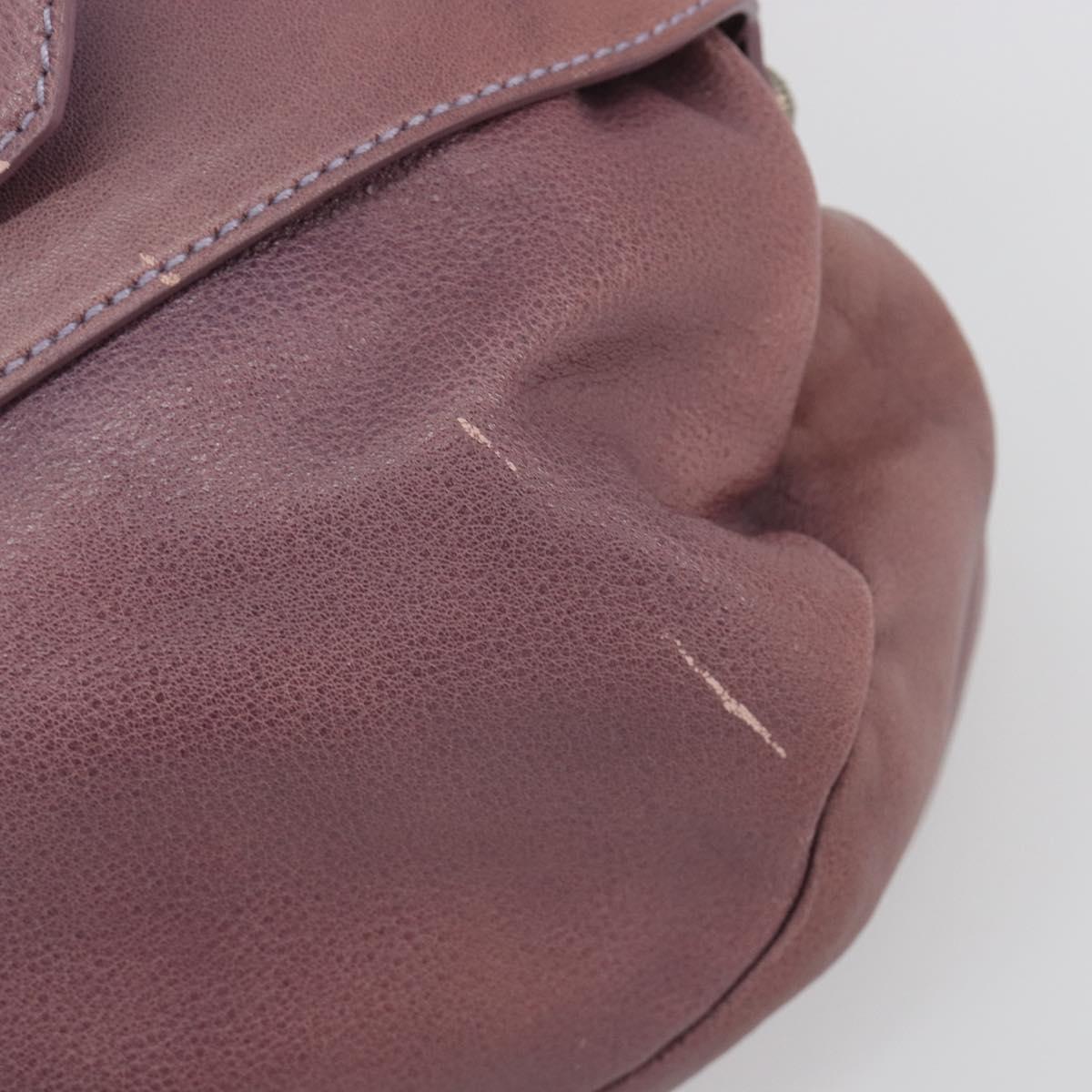 Salvatore Ferragamo Gancini Shoulder Bag Leather Purple Silver Auth BA14654
