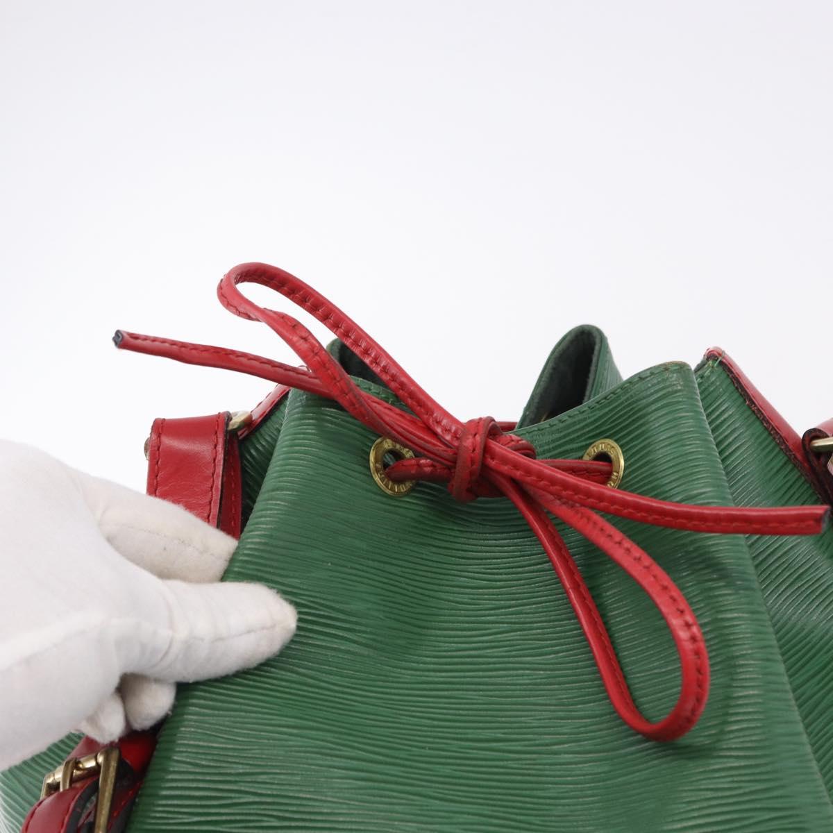 LOUIS VUITTON Epi Petit Noe Shoulder Bag Green Red M44147 LV Auth BA14655A