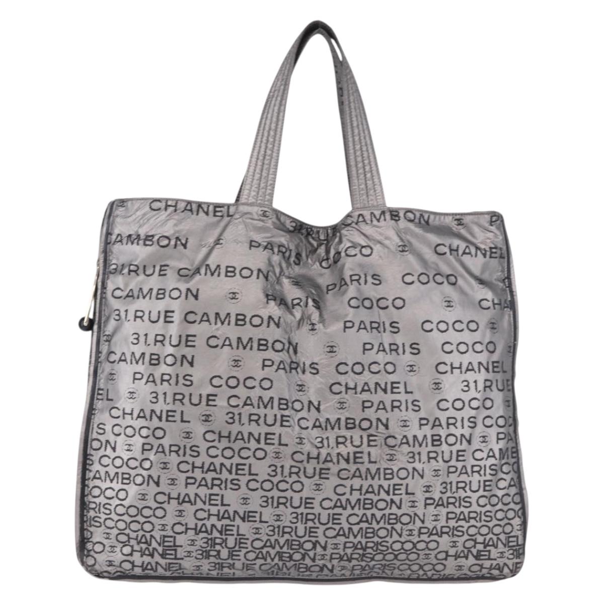 CHANEL Unlimited Tote Bag Nylon Silver CC Auth BA14668