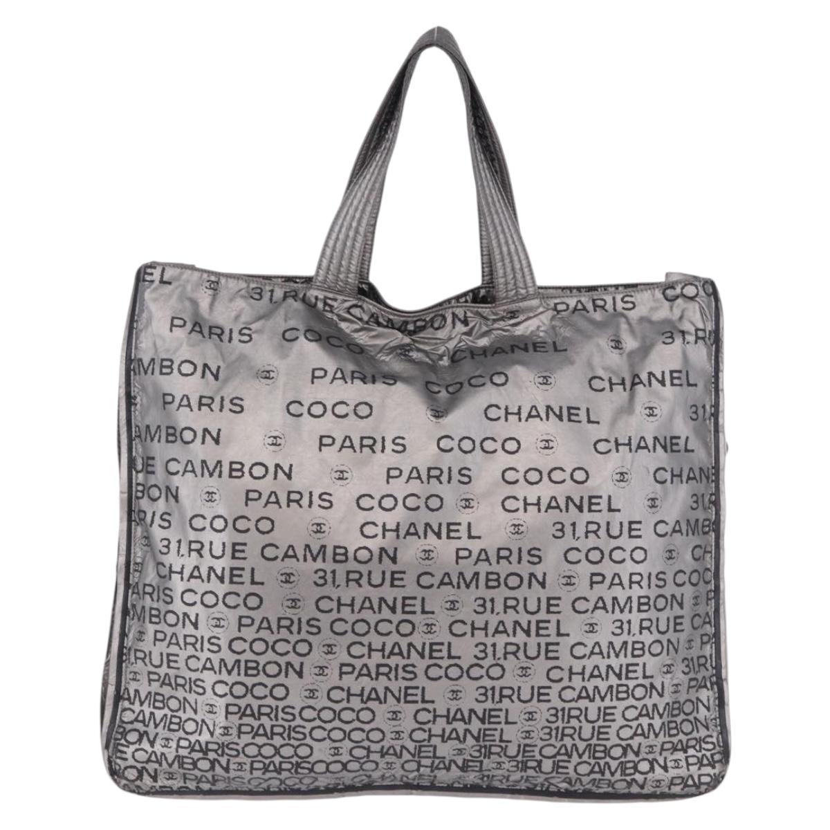 CHANEL Unlimited Tote Bag Nylon Silver CC Auth BA14668