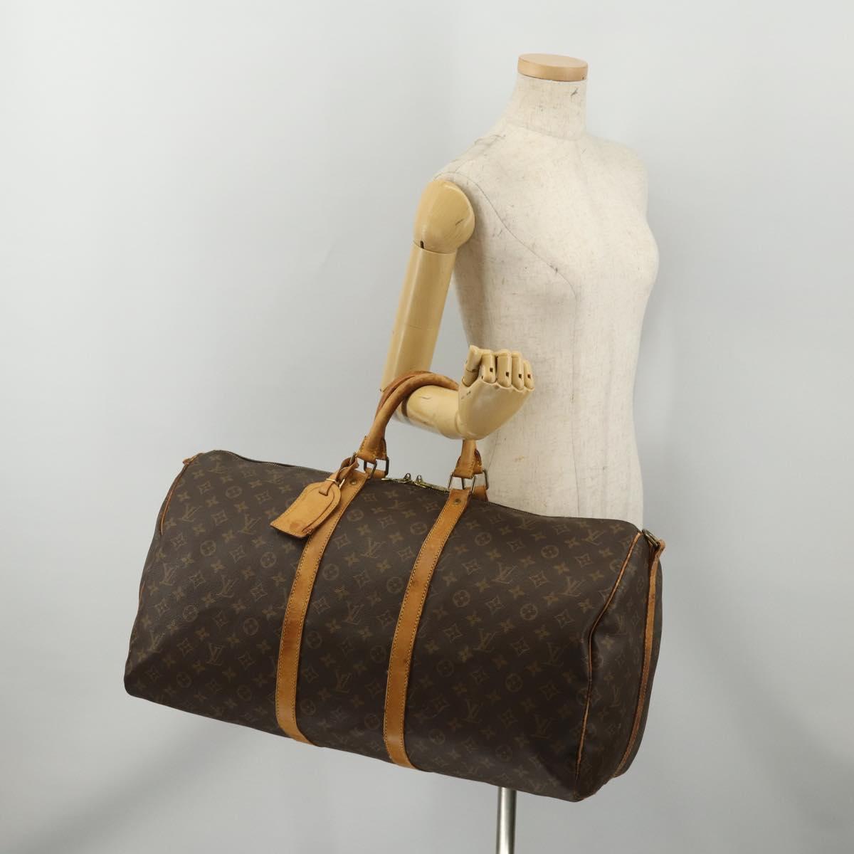 LOUIS VUITTON Monogram Keepall Bandouliere 55 Boston Bag M41414 LV Auth BA14672