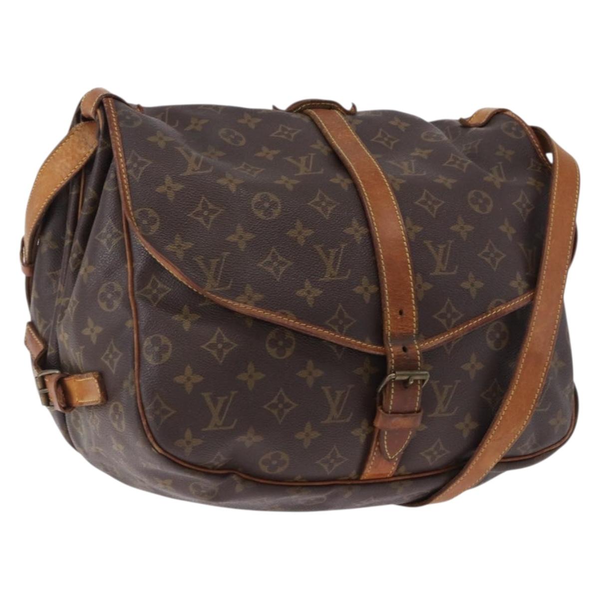 LOUIS VUITTON Monogram Saumur 35 Shoulder Bag M42254 LV Auth BA14675