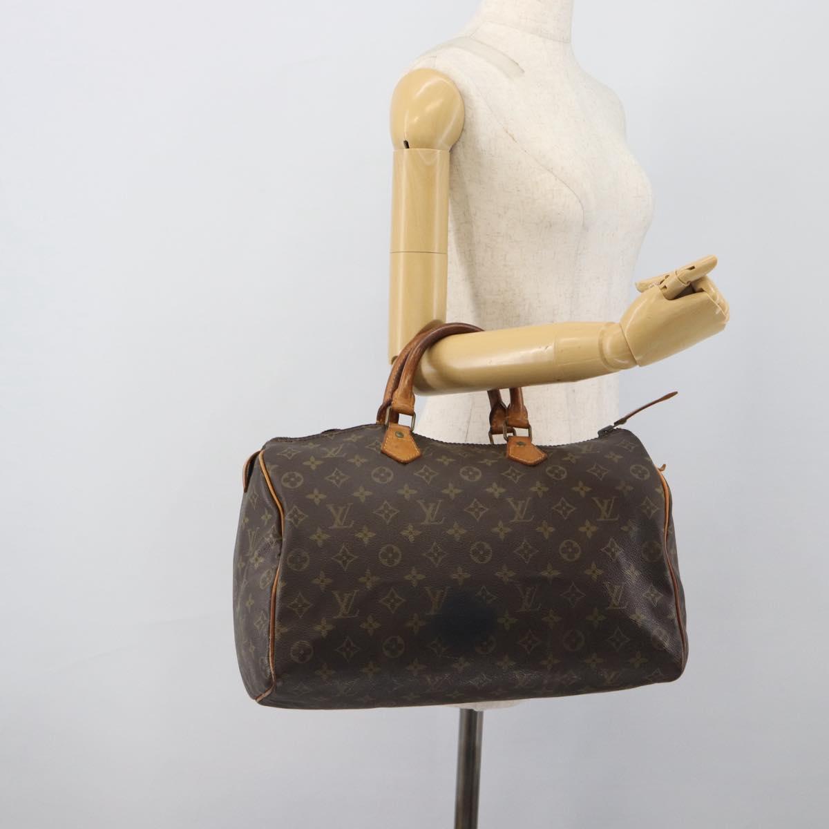 LOUIS VUITTON Monogram Speedy 35 Hand Bag M41524 LV Auth BA14678