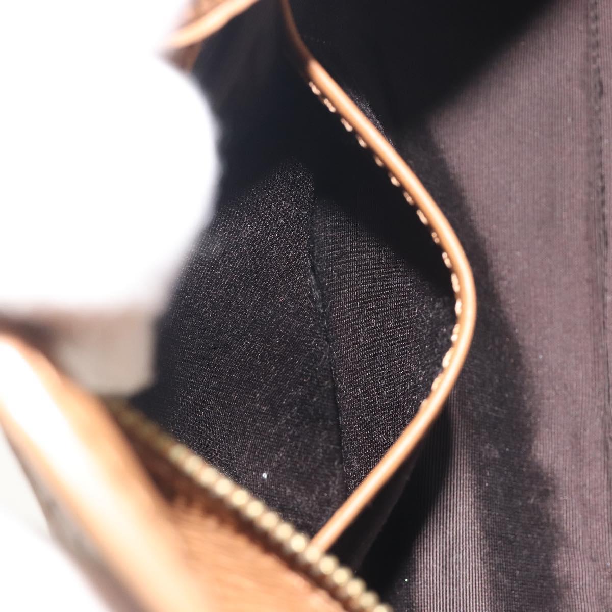 CELINE Hand Bag Leather Brown Gold Tone Auth BA14681V