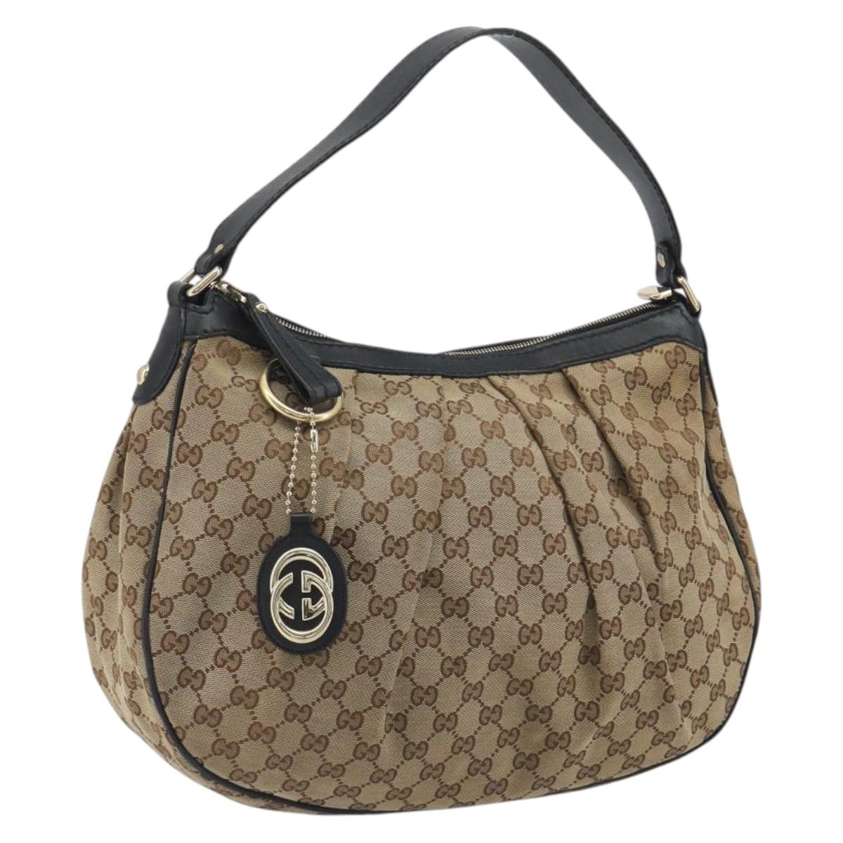 GUCCI GG Canvas Sukey Shoulder Bag Beige Gold Tone 232955 Auth BA14683A