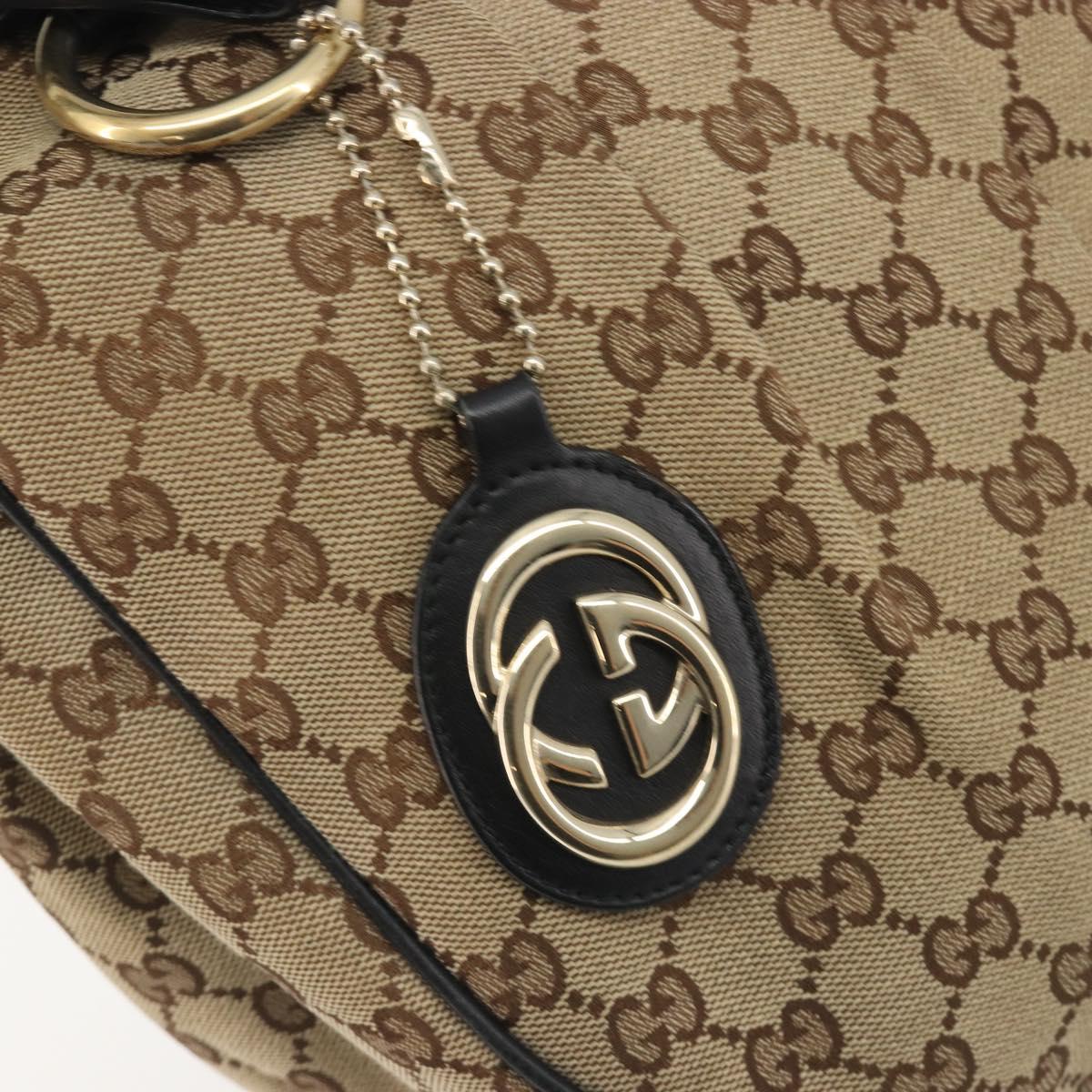 GUCCI GG Canvas Sukey Shoulder Bag Beige Gold Tone 232955 Auth BA14683A