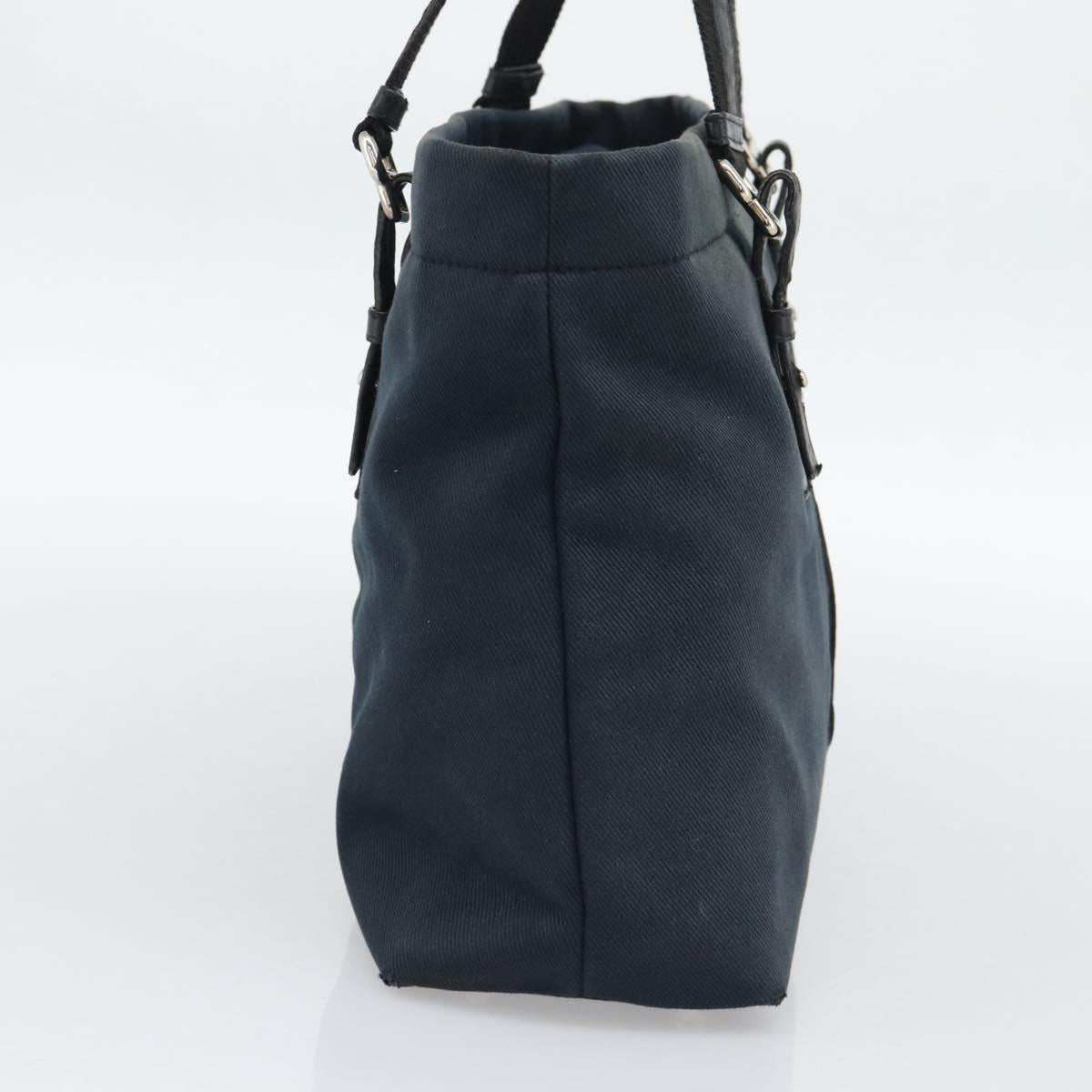 SAINT LAURENT Kahala Tote Bag Canvas Black Silver 135485 Auth BA14685A
