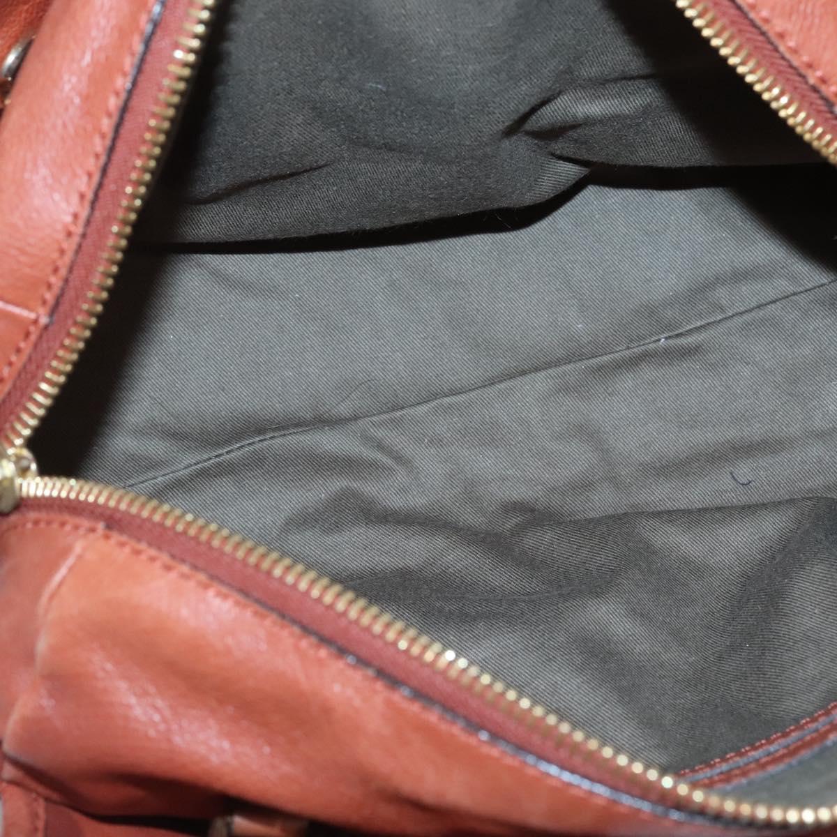 Chloe Elsie Hand Bag Leather 2way Brown Gold Auth BA1469