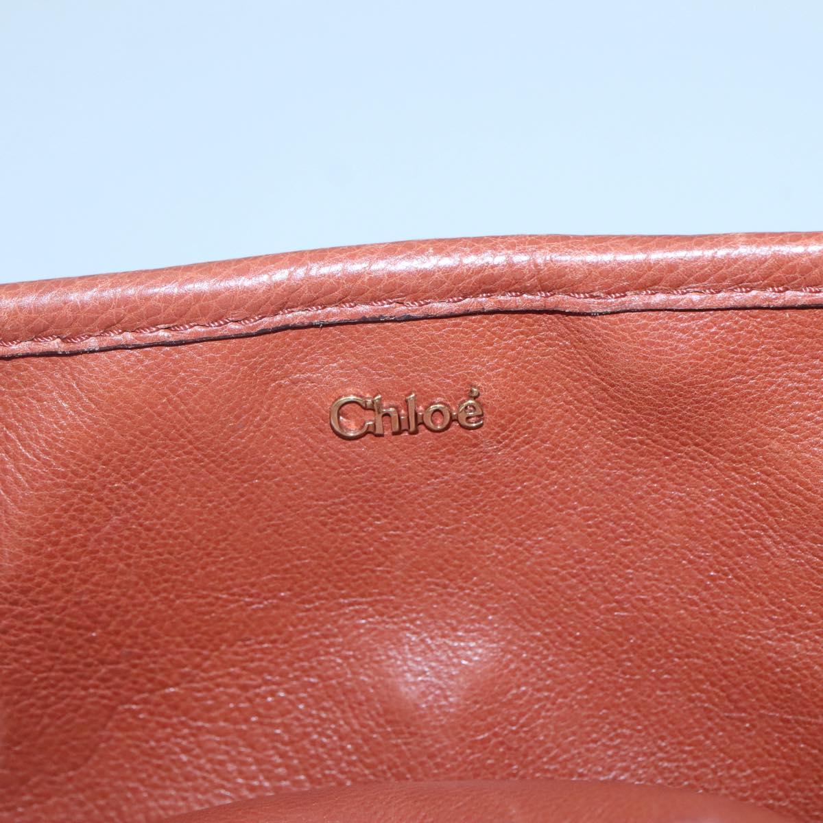 Chloe Elsie Hand Bag Leather 2way Brown Gold Auth BA1469