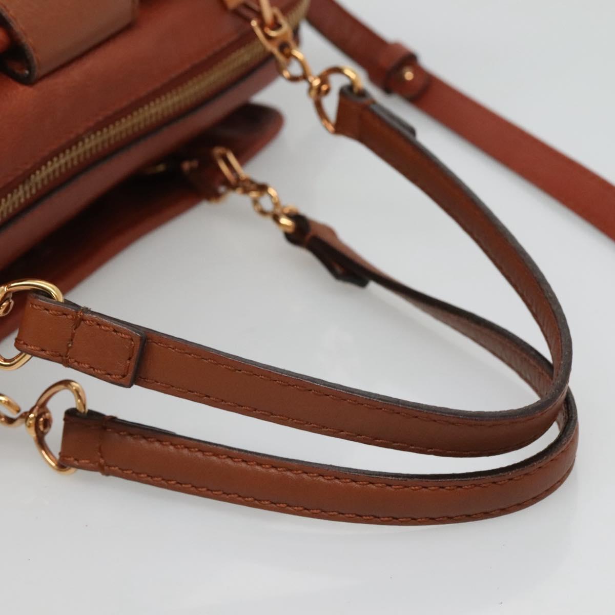 Chloe Elsie Hand Bag Leather 2way Brown Gold Auth BA1469
