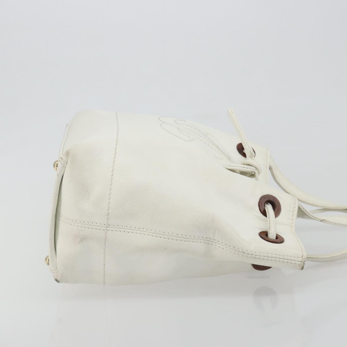 CHANEL Tote Bag Caviar Skin White Brown CC Auth BA14692