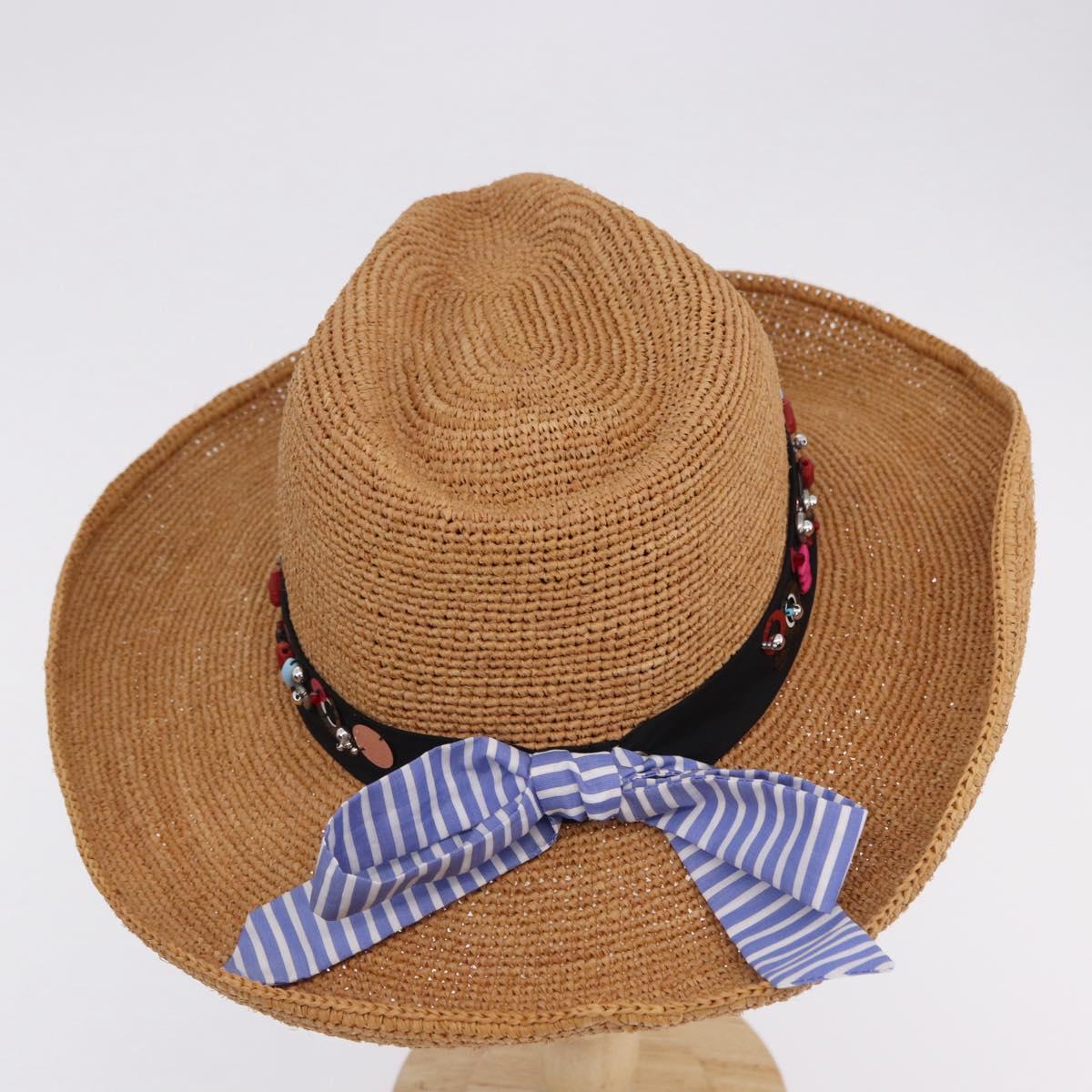 PRADA Hat Straw Brown Auth BA14694M